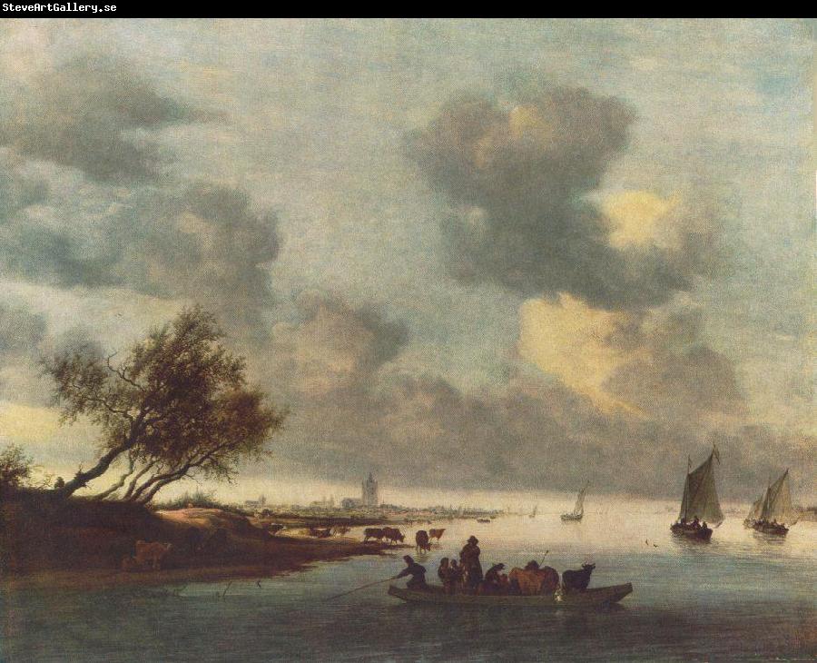 RUYSDAEL, Salomon van A Ferry Boat near Arnheim sg